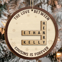 Christmas,Family,Gift For Sibling,Gift For Sisters,Gift For Brothers,Happy - The Love Between Brothers And Sisters Is Forever Crossword Scrabble - Personalized 2-Layered Wooden Ornament