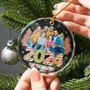 Family - Custom Photo Family 2024 Cake, Cookie Trees Christmas - Personalized Circle Glass Ornament