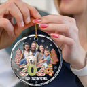 Family - Custom Photo Family 2024 Cake, Cookie Trees Christmas - Personalized Circle Glass Ornament