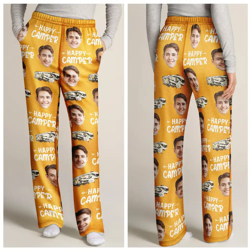 Camping, Campsite - Custom Photo Happy Camper Camping - Personalized Pajama Pants