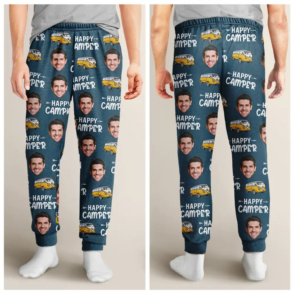 Camping, Campsite - Custom Photo Happy Camper Camping - Personalized Pajama Pants