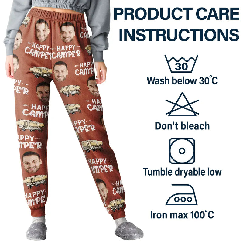 Camping, Campsite - Custom Photo Happy Camper Camping - Personalized Pajama Pants
