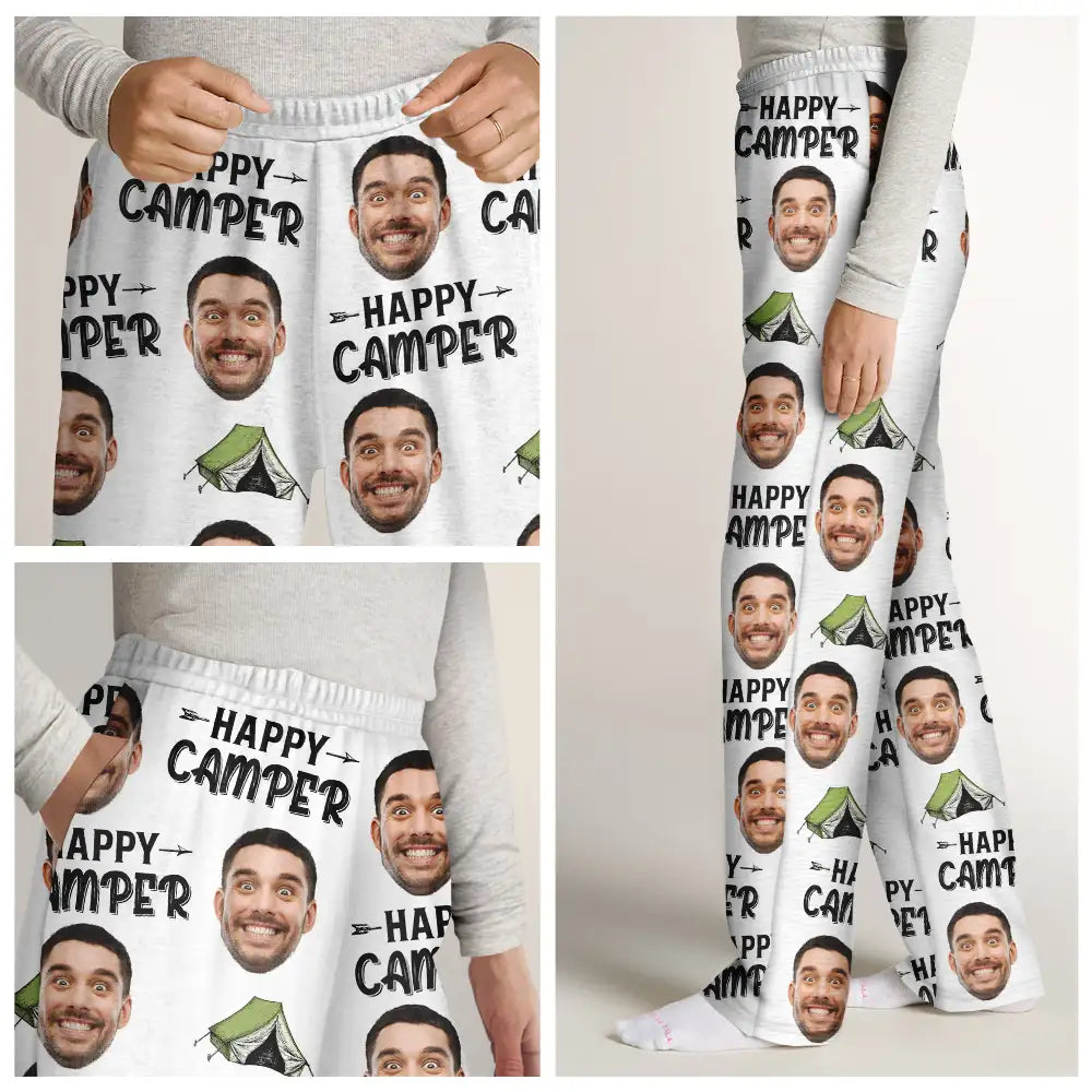 Camping, Campsite - Custom Photo Happy Camper Camping - Personalized Pajama Pants