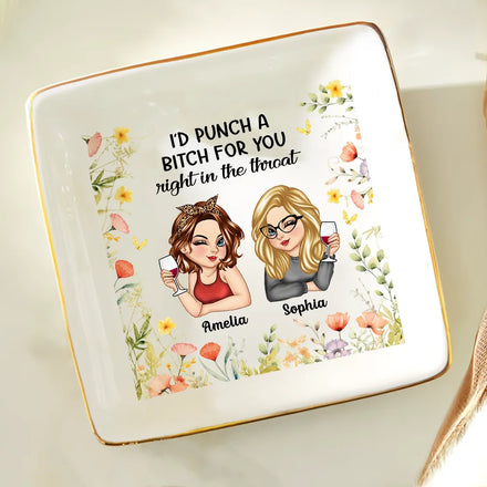 Right In The Throat Besties - Personalized Ring Dish