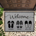 Family, Parents, Gift For Grandparents, Pet Lovers, Dog Lovers, Cat Lovers - Welcome To Our Home Family Dog Cat - Personalized Doormat