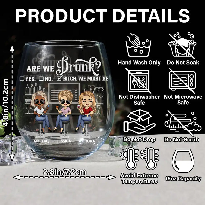 Gift For Bestie ,Gifts For Colleagues, Gift For Sisters - Here's To Another Year Of Bonding Over Alcohol Bestie Chibi - Personalized Stemless Wine Glass
