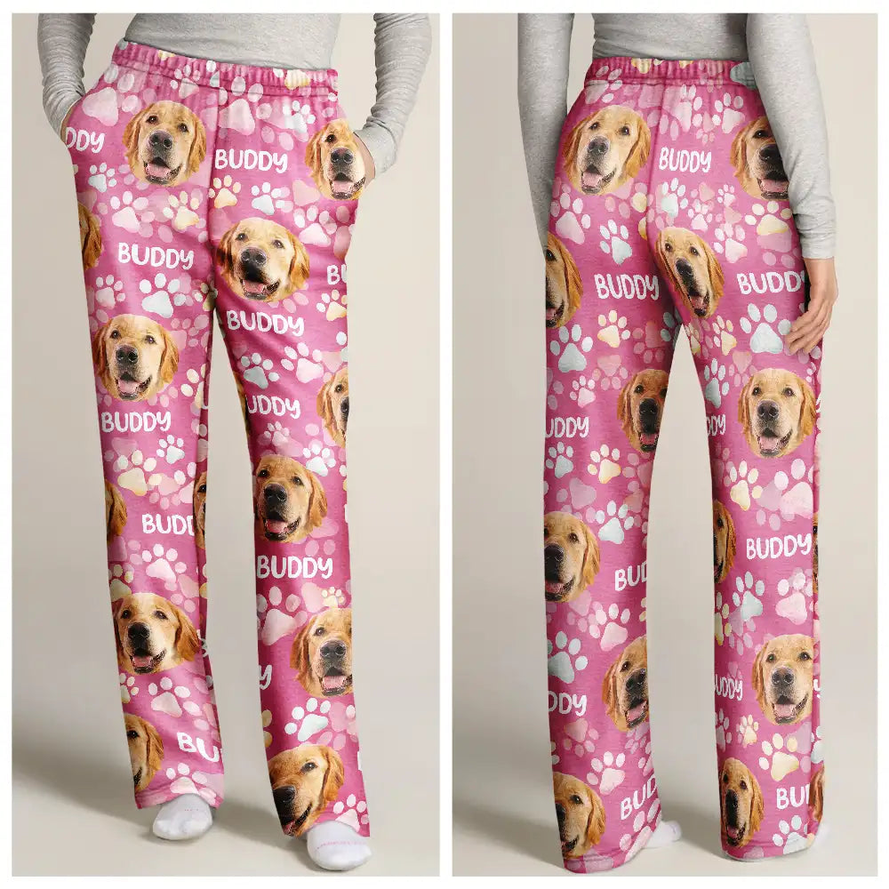 Dog Lovers, Pet Lovers, Cat Lovers, Pet Mom, Pet Dad, Dog Mom, Dog Dad - Custom Photo Lovely Pet Face Pattern Dog Cat Family - Personalized Pajama Pants