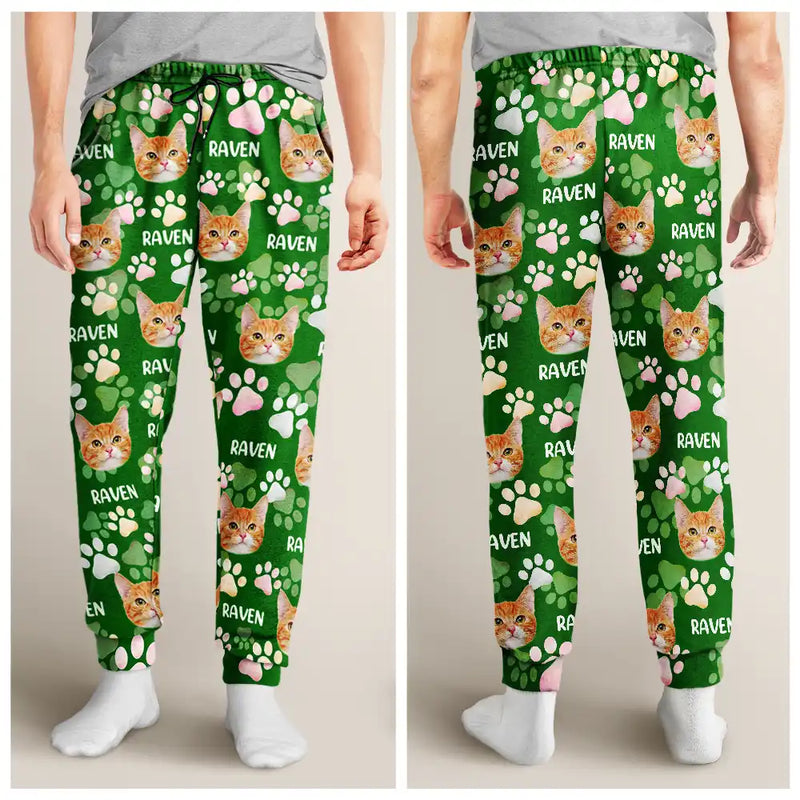 Dog Lovers, Pet Lovers, Cat Lovers, Pet Mom, Pet Dad, Dog Mom, Dog Dad - Custom Photo Lovely Pet Face Pattern Dog Cat Family - Personalized Pajama Pants