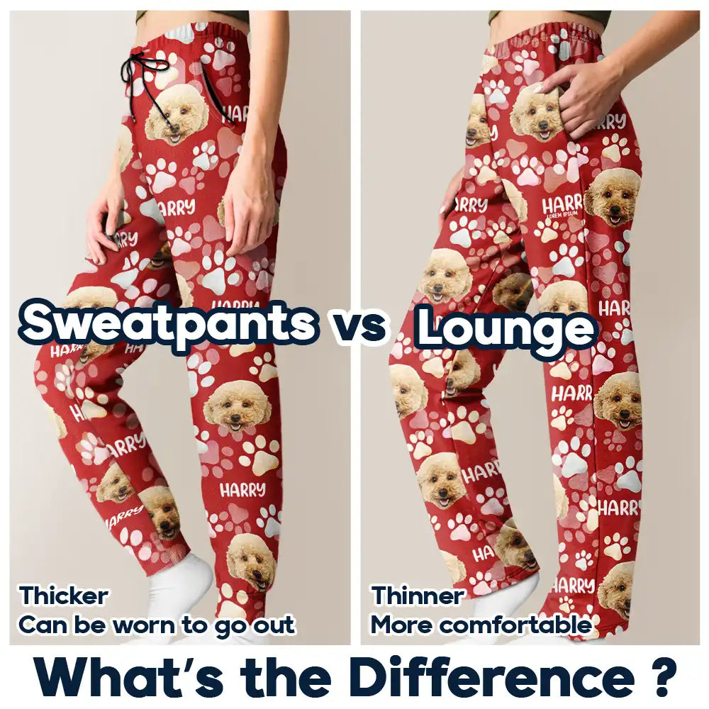 Dog Lovers, Pet Lovers, Cat Lovers, Pet Mom, Pet Dad, Dog Mom, Dog Dad - Custom Photo Lovely Pet Face Pattern Dog Cat Family - Personalized Pajama Pants