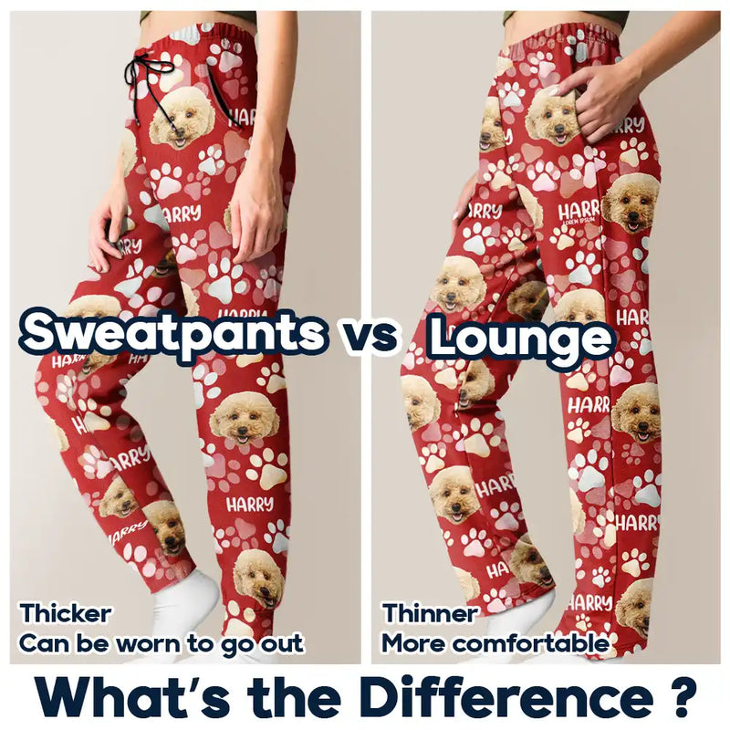 Dog Lovers, Pet Lovers, Cat Lovers, Pet Mom, Pet Dad, Dog Mom, Dog Dad - Custom Photo Lovely Pet Face Pattern Dog Cat Family - Personalized Pajama Pants