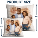 Happy,Gift For Mother,Family,Gift For Father,Gift For Sibling,Parents,Gift For Grandparents - Custom Photo Watercolor Portrait Mom Dad Family Couple - Personalized Pillow