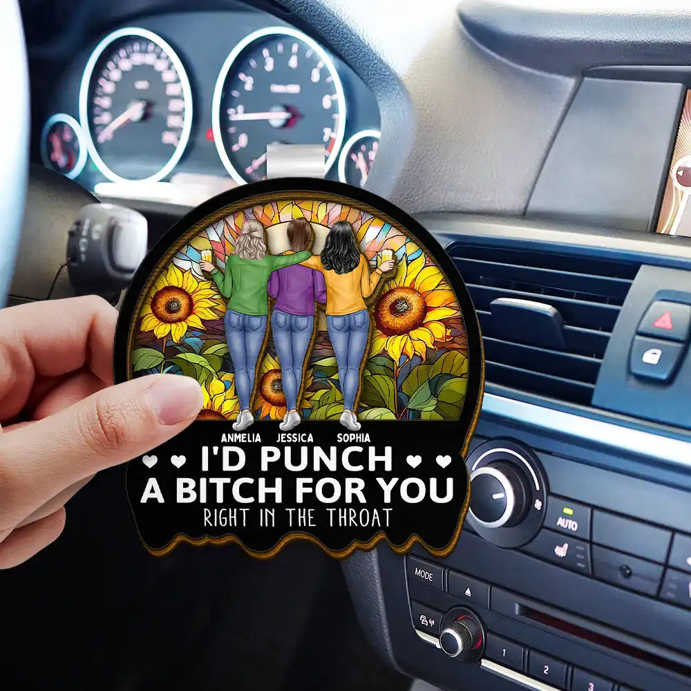 Gift For Bestie, Gift For Sisters, Gifts For Colleagues - Right In The Throat Bestie Sister - Personalized Custom Shaped Car Visor Clip