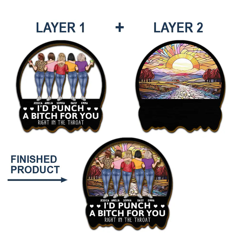 Gift For Bestie, Gift For Sisters, Gifts For Colleagues - Right In The Throat Bestie Sister - Personalized Custom Shaped Car Visor Clip