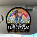 Gift For Bestie, Gift For Sisters, Gifts For Colleagues - Right In The Throat Bestie Sister - Personalized Custom Shaped Car Visor Clip