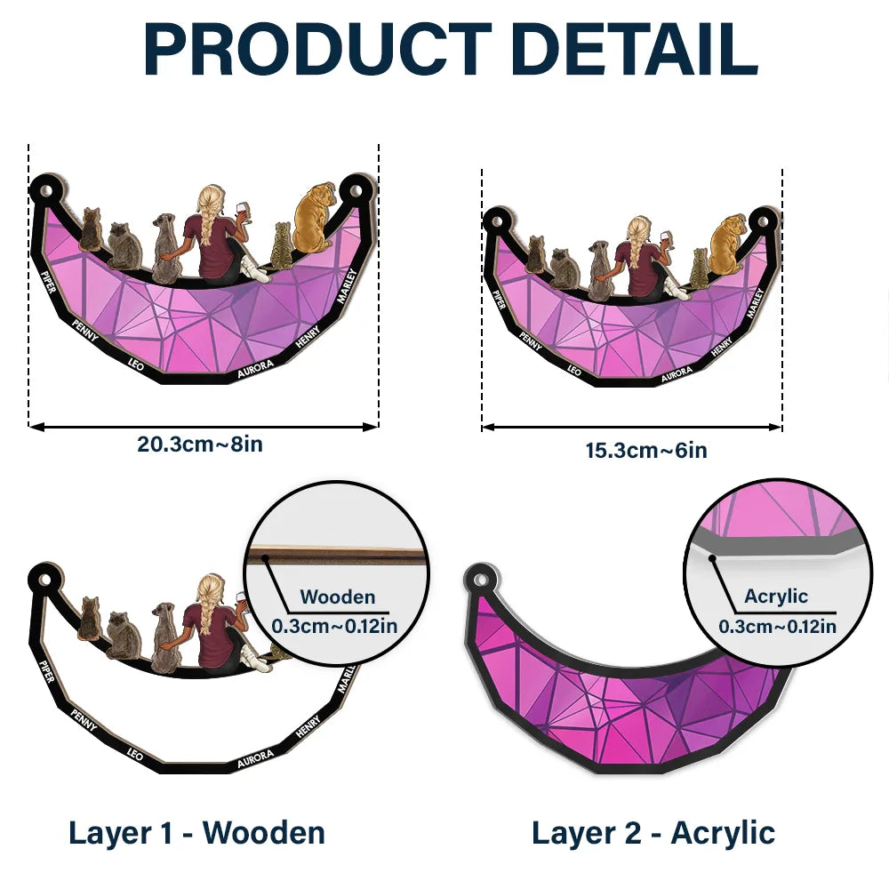 Pet Lovers, Dog Lovers, Cat Lovers, Dog Dad, Dog Mom, Cat Dad - Dog Mom Cat Mom Dog Dad Cat Dad - Personalized Window Hanging Suncatcher Ornament
