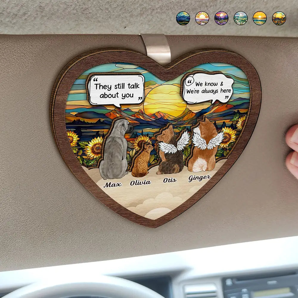 Sad,Pet Lovers,Cat Lovers,Dog Lovers,Memorial - They Still Talk About You Memorial Dog Cat - Personalized Custom Shaped Car Visor Clip