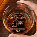 Dog Lovers, Dog Dad, Pet Lovers, Cat Lovers - A Man Cannot Survive On Wine Alone He Also Needs A Dog Cat - Personalized Engraved Whiskey Glass
