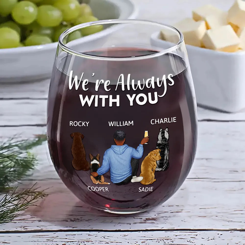 Happy,Dog Lovers,Dog Dad,Pet Lovers,Dog Mom - A Bond That Can't Be Broken Dog Mom Dog Dad Pet Lovers - Personalized Stemless Wine Glass
