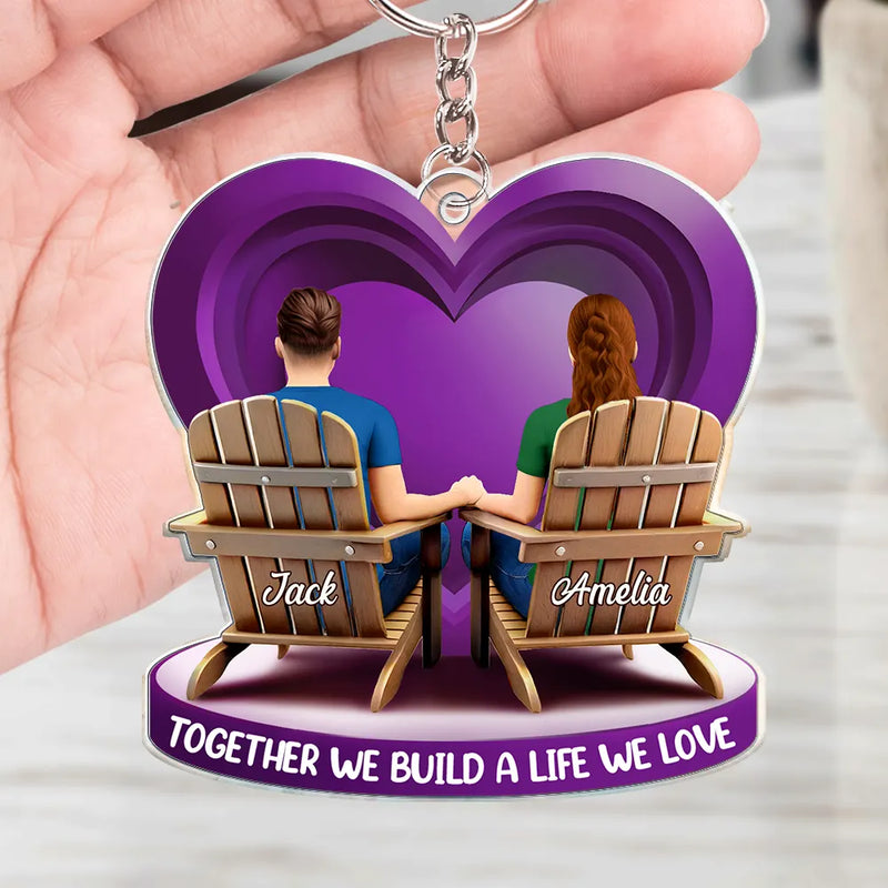 Gift For Couples,Gift For Wife,Gift For Husband,Gift For Boyfriend,Love - Together Since Couple 3D Effect - Personalized Acrylic Keychain
