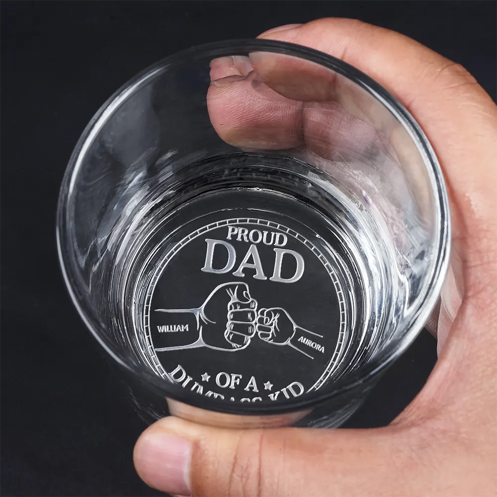 Gift For Father,Dad - Children,Gift For Husband,Funny - Proud Dad Of A Few Pet And Children Hand Punch - Personalized Engraved Whiskey Glass