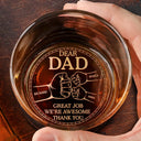Gift For Father,Dad - Children,Gift For Husband,Funny - Dear Dad Great Job We're Awesome Thank You Pet And Children Hand Punch - Personalized Engraved Whiskey Glass