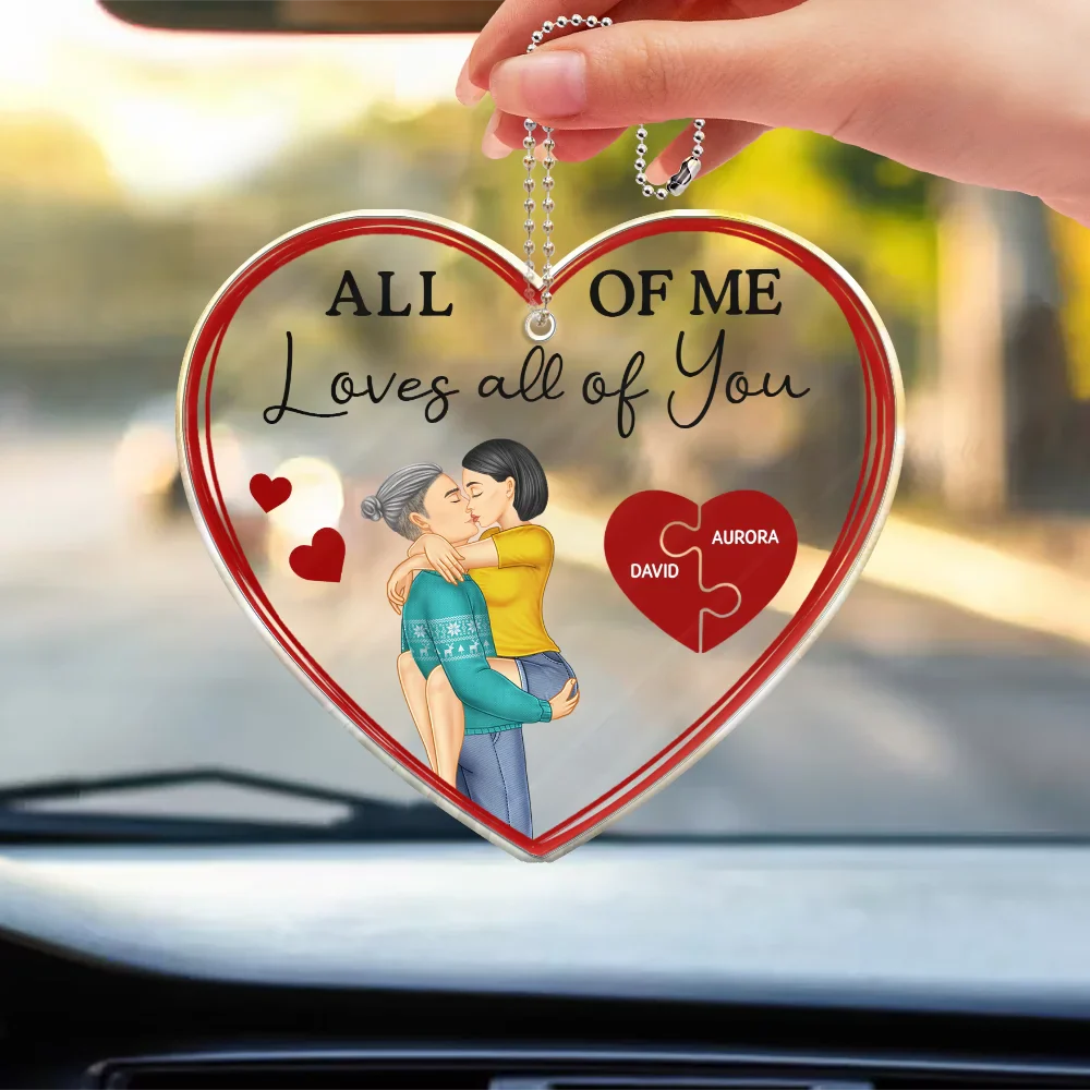 Gift For Couples, Gift For Husband, Gift For Wife, Gift For Boyfriend, Gift For Girlfriend - Drive Safe I Love You Kissing Couples - Personalized Acrylic Car Hanger