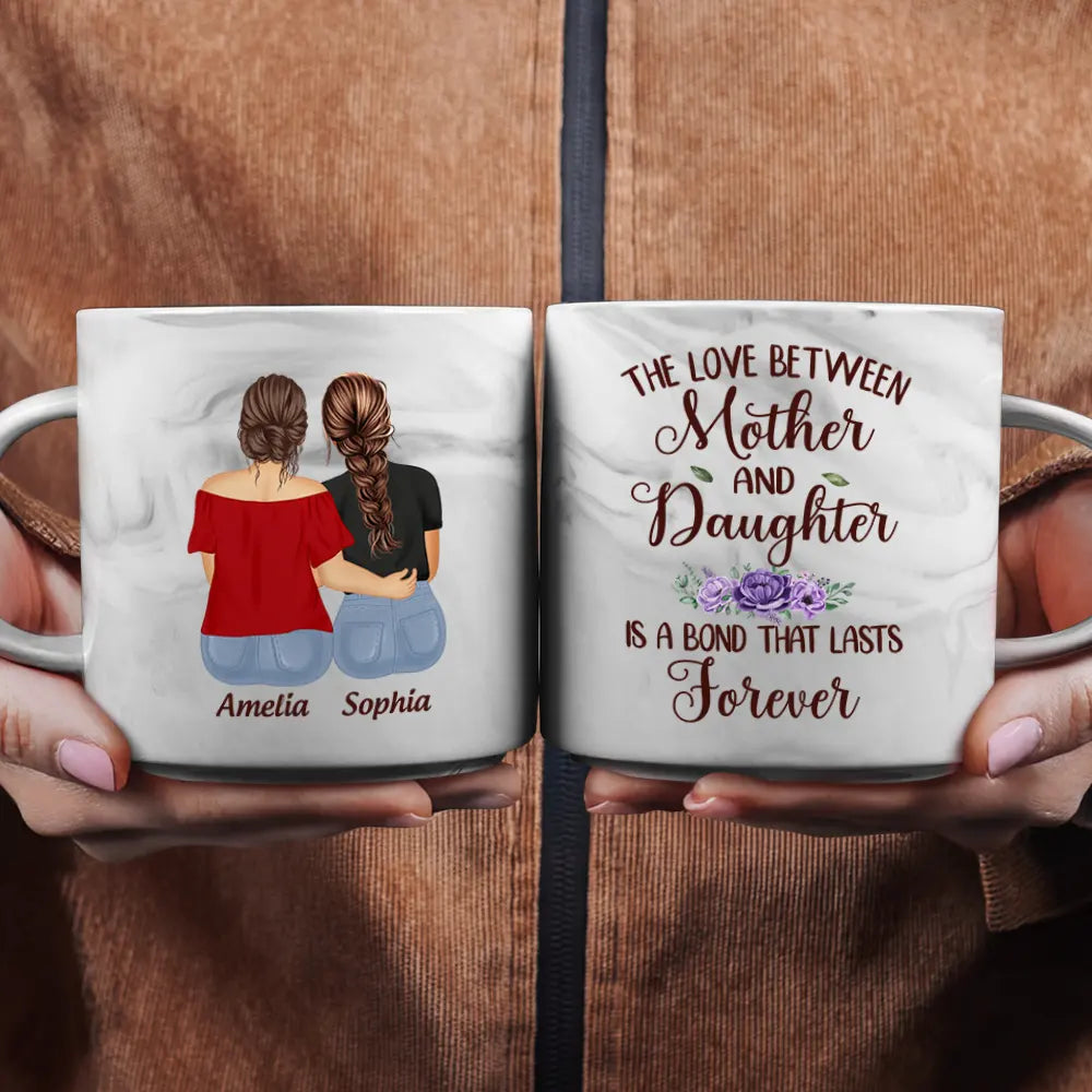 Happy,Gift For Mother,Mom - Daughters (Adult),Gift For Daughter - Mother & Daughters Forever Linked Together - Personalized Marble Mug