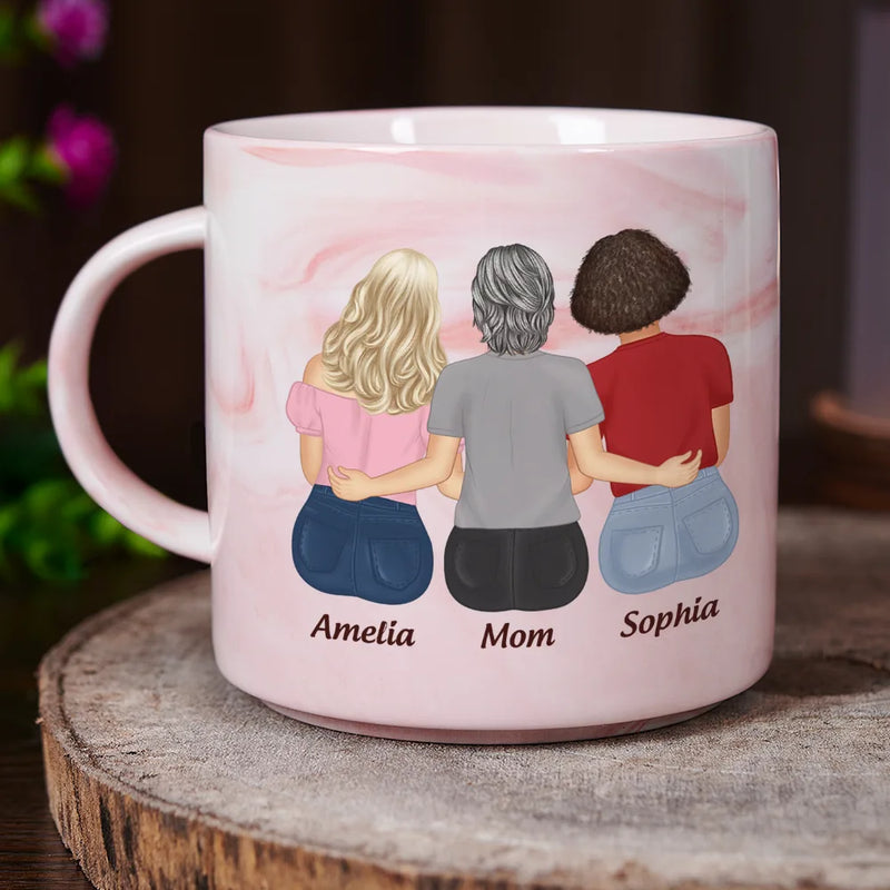 Happy,Gift For Mother,Mom - Daughters (Adult),Gift For Daughter - Mother & Daughters Forever Linked Together - Personalized Marble Mug