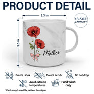 Gift For Grandma, Gift For Mother - Birth Flowers Mom Grandma Nana - Personalized Marble Mug
