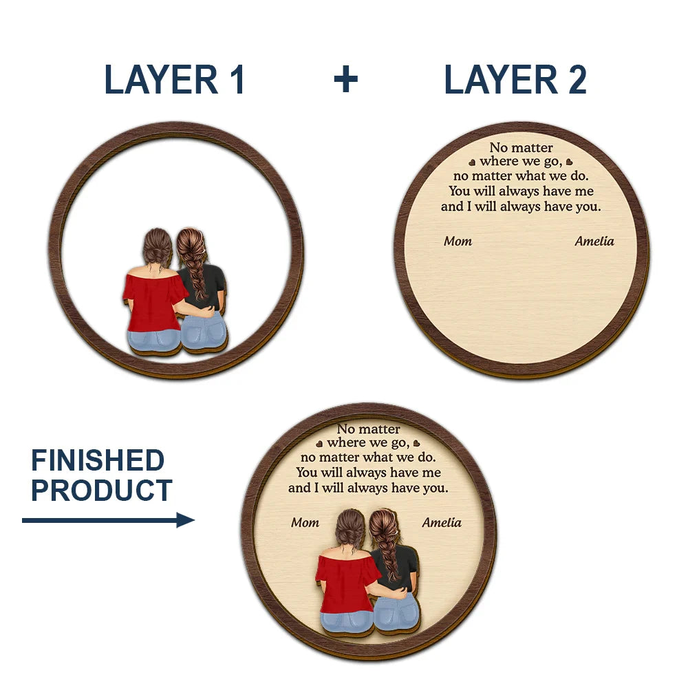 Gift For Mother, Mom - Daughters (Adult), Gift For Daughter - No Matter Where We Go Mom Daughter - Personalized Custom Shaped Car Visor Clip