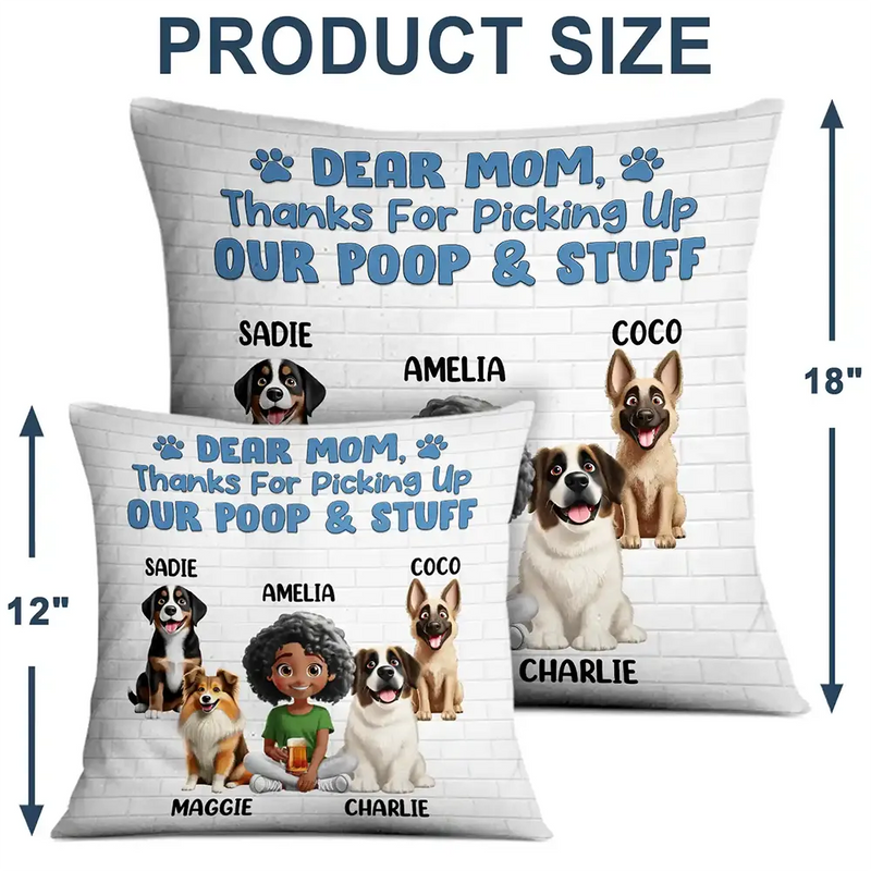 Happy,Dog Lovers,Dog Dad,Pet Lovers,Dog Mom - Best Dog Mom Ever 3D Cartoon - Personalized Pillow