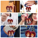 Gift For Couples,Gift For Husband,Gift For Wife,Gift For Boyfriend,Love - Couple Rose Heart - Personalized Acrylic Keychain