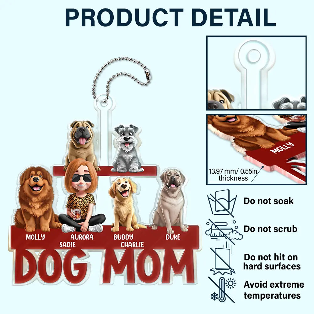 Dog Lovers ,Dog Dad, Pet Lovers, Dog Mom - Dog Mom Dog Dad - Personalized Acrylic Car Hanger