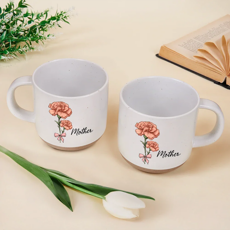 Gift For Grandma, Gift For Mother - Birth Flowers Mom Grandma Nana - Personalized Pottery Mug
