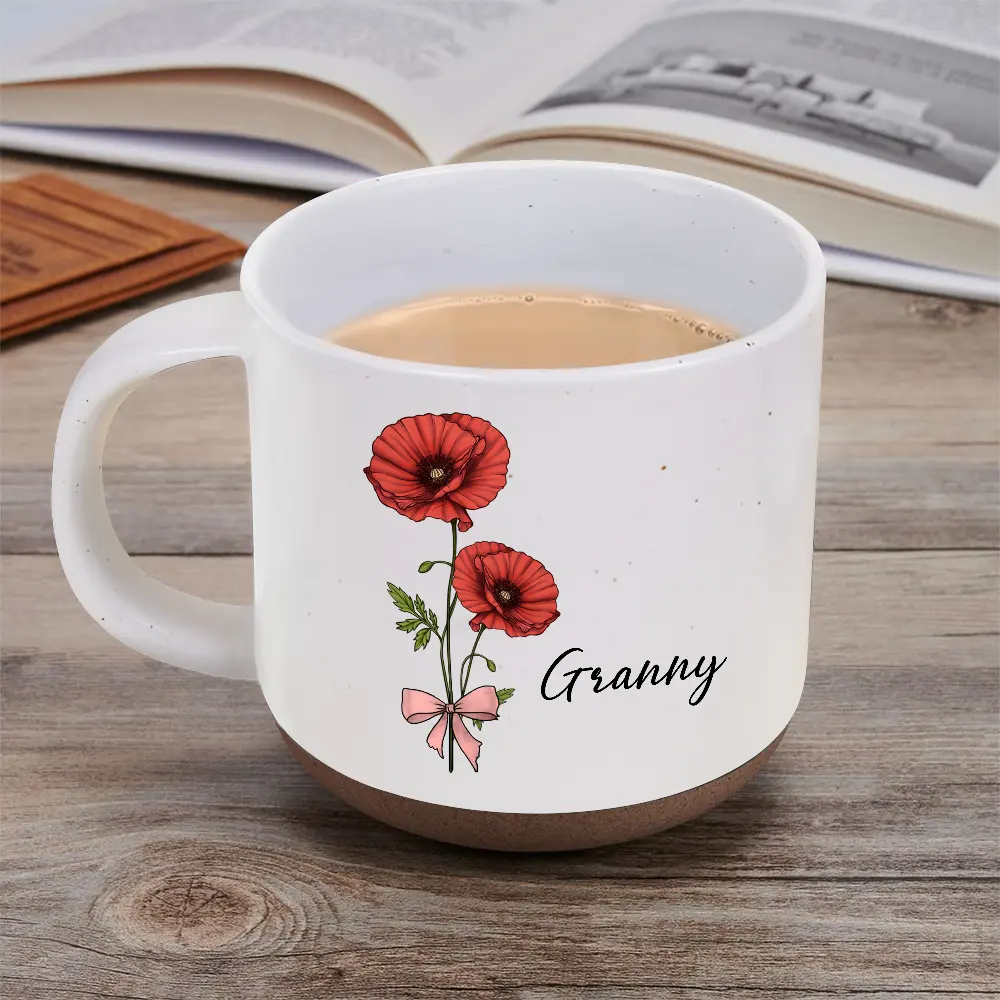 Gift For Grandma, Gift For Mother - Birth Flowers Mom Grandma Nana - Personalized Pottery Mug
