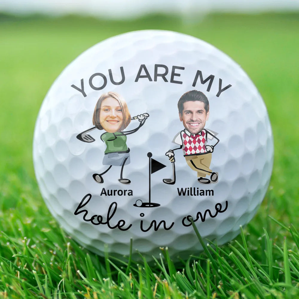 Golf, Couple's Hobby, Gift For Couples, Gift For Husband, Gift For Wife, Gift For  Boyfriend, Gift For Girlfriend - Custom Photo You Are My Hole In One Golf Couple - Personalized Golf Ball