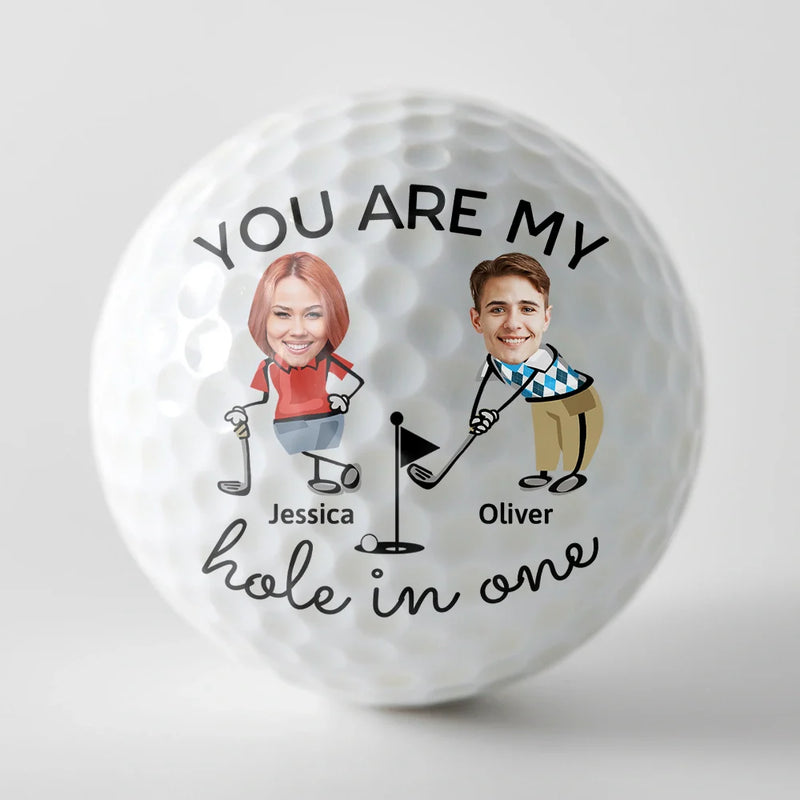 Golf, Couple's Hobby, Gift For Couples, Gift For Husband, Gift For Wife, Gift For  Boyfriend, Gift For Girlfriend - Custom Photo You Are My Hole In One Golf Couple - Personalized Golf Ball