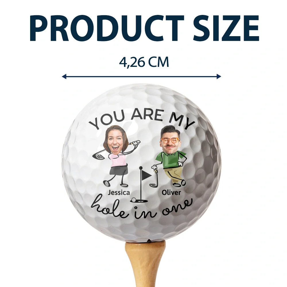 Golf, Couple's Hobby, Gift For Couples, Gift For Husband, Gift For Wife, Gift For  Boyfriend, Gift For Girlfriend - Custom Photo You Are My Hole In One Golf Couple - Personalized Golf Ball