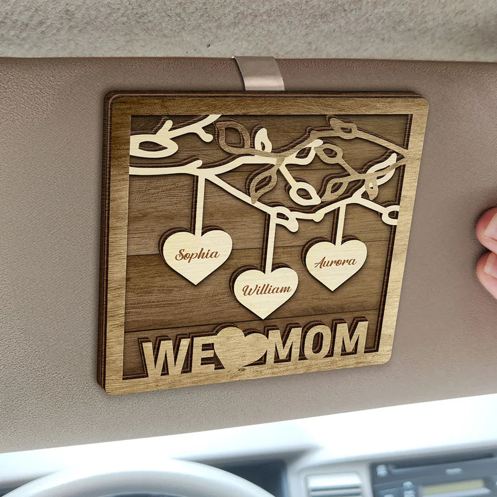 Happy,Gift For Mother,Gift For Father,Gift For Husband,Gift For Wife - We Love Mom Dad - Personalized Custom Shaped Car Visor Clip