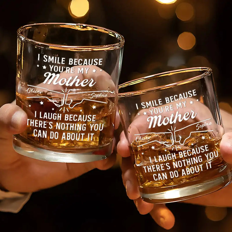 Gift For Brothers, Gift For Bestie, Gift For Men - I Smile Because You're My Brother - Personalized Whiskey Glass