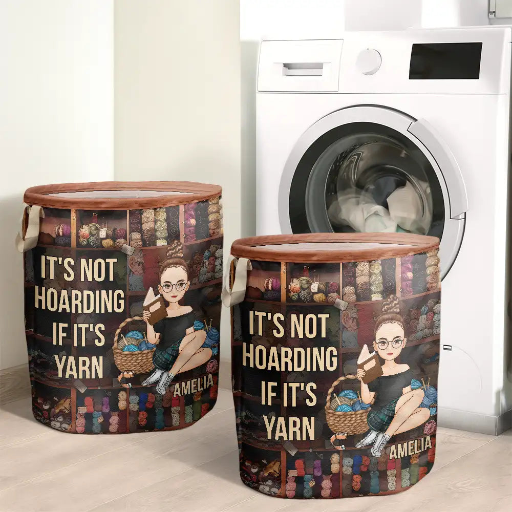 Knitting,Crocheting,Gift For Yourself,Gift For Women,Mom's Hobby - It's Not Hoarding If It's Yarn Knitting Crocheting - Personalized Laundry Basket, Storage Basket