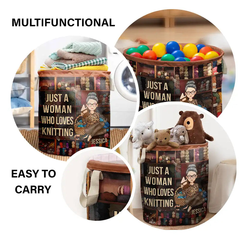Knitting,Crocheting,Gift For Yourself,Gift For Women,Mom's Hobby - It's Not Hoarding If It's Yarn Knitting Crocheting - Personalized Laundry Basket, Storage Basket
