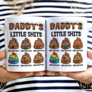 Gift For Mother,Gift For Grandpa,Gift For Grandma,Gift For Father - Mommy's Little Shits - 3D Inflated Effect Printed Mug, Personalized White Edge-to-Edge Mug
