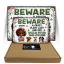 Funny,Gift For Women,Gift For Yourself,Dog Lovers,Dog Mom,Pet Lovers,Gardening,Gift For Wife,Mom's Hobby,Pet Mom,Gift For Mother - A Crazy Plant Lady & Her Spoiled Rotten Dogs Live Here Gardening - Personalized Classic Metal Signs
