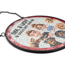 Happy,Dog Lovers,Pet Lovers,Dog Couple,Gift For Couples - You & Me & The Dogs Couple - Personalized Stained Glass Window Hanging Suncatcher
