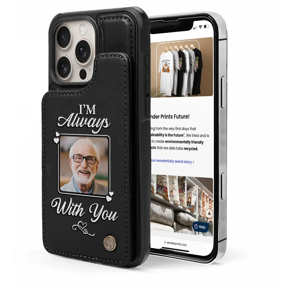 Family,Parents,Memorial,Gift For Mother,Gift For Father,Gift For Sibling,Sad - Custom Photo Memorial I Will Carry You With Me - Personalized Leather Flip Wallet Phone Case