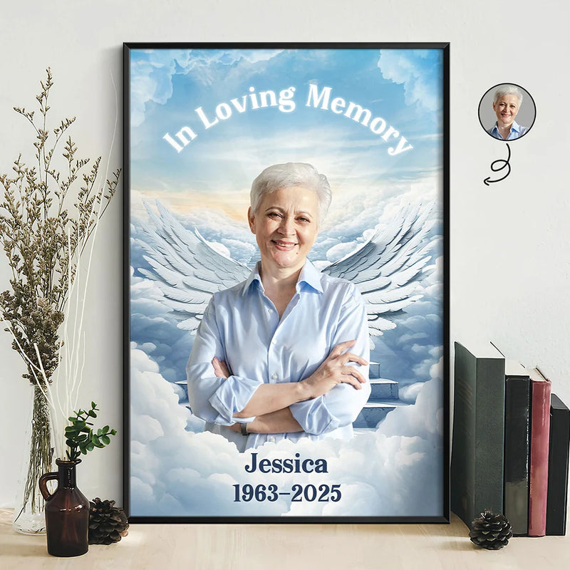 Parents, Memorial, Sad, Gift For Grandparents, Gift For Sibling, Family - Custom Photo In Loving Memory Memorial Heaven - Personalized Poster