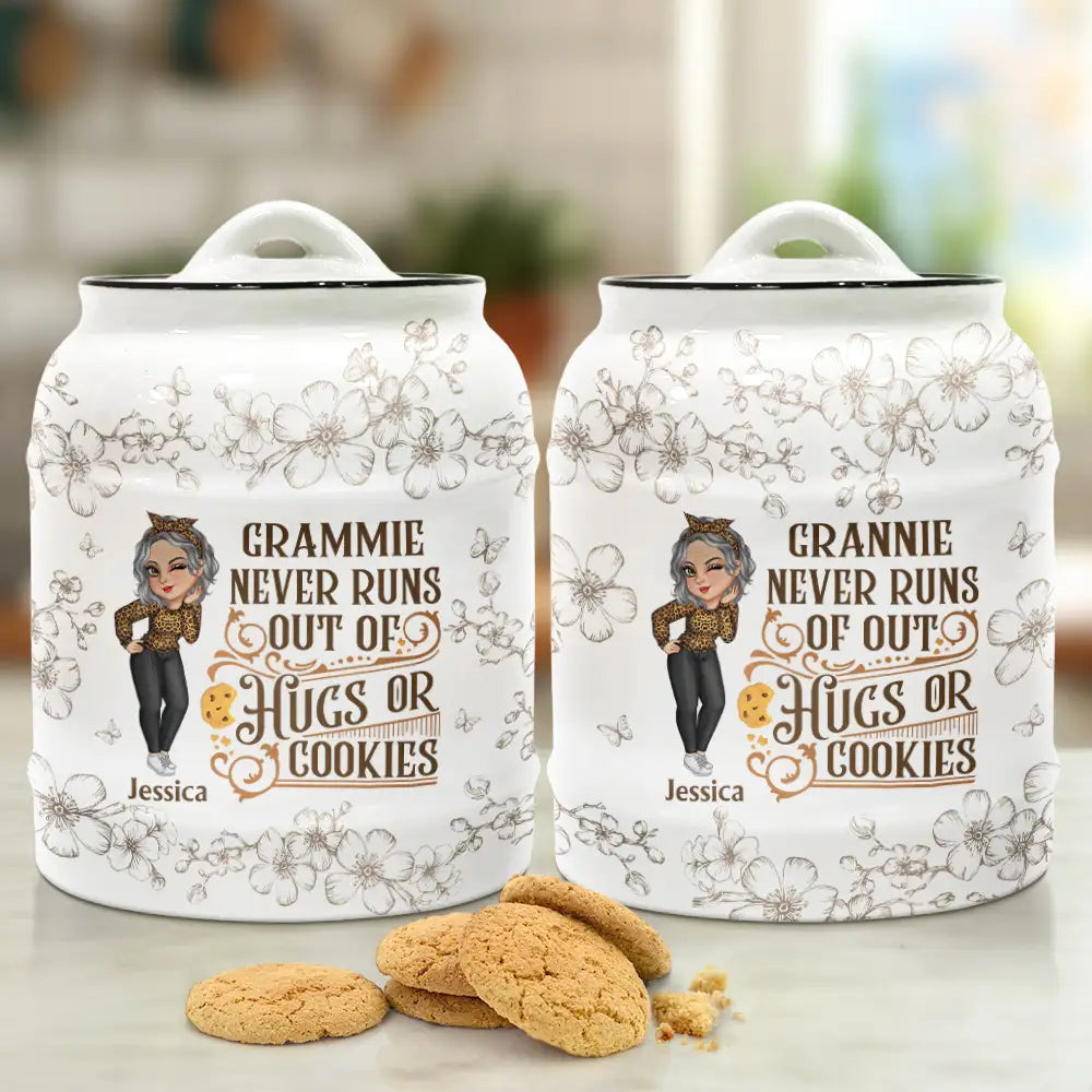 Gift For Grandma, Gift For Mother, Gift For Wife, Baking, Funny - Grandmas Never Run Out Of Kisses Or Cookies - Personalized Cookie Jar