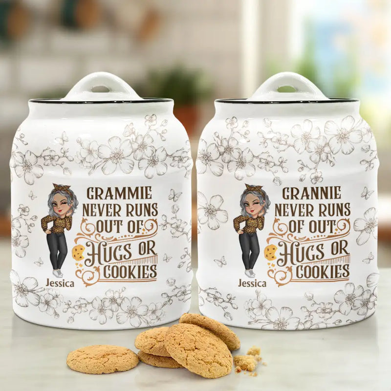 Gift For Grandma, Gift For Mother, Gift For Wife, Baking, Funny - Grandmas Never Run Out Of Kisses Or Cookies - Personalized Cookie Jar