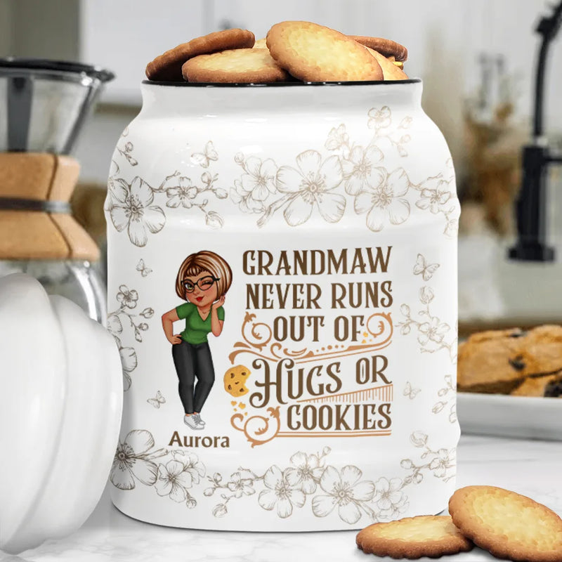Gift For Grandma, Gift For Mother, Gift For Wife, Baking, Funny - Grandmas Never Run Out Of Kisses Or Cookies - Personalized Cookie Jar